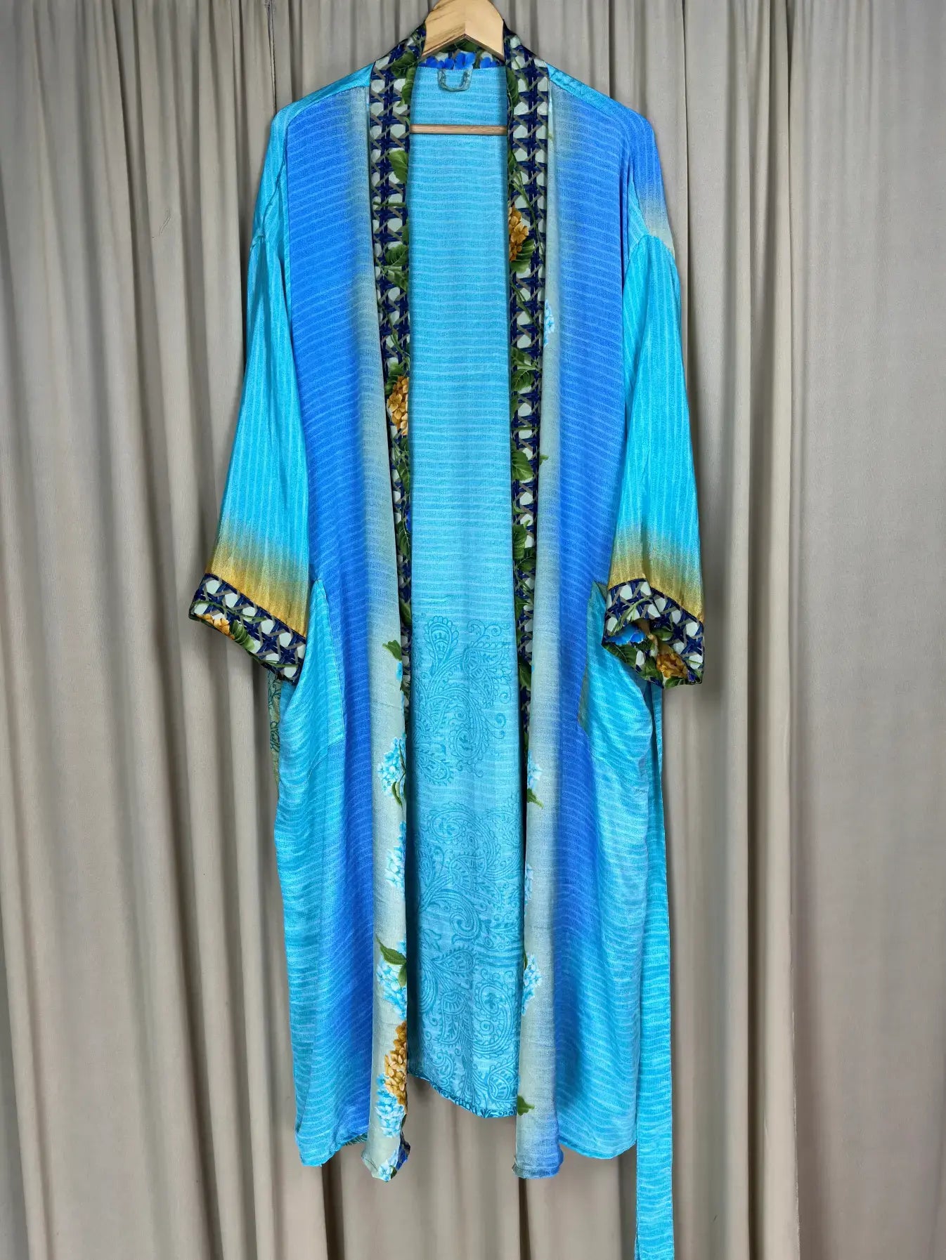 Recycle Silk Women Kimono Boho Beach Spa Cover up