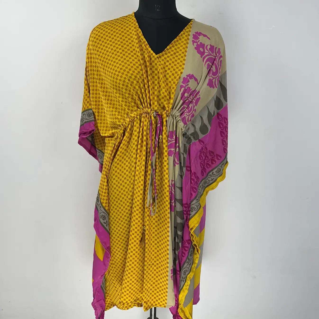 Recycle Sari Short Kaftan Resort Wear Caftan Beach Cover Up