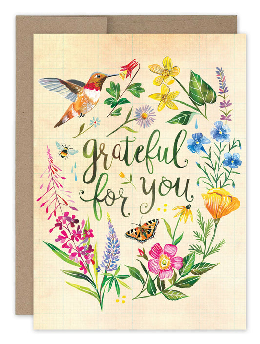 Grateful Hummingbird Thank You Card