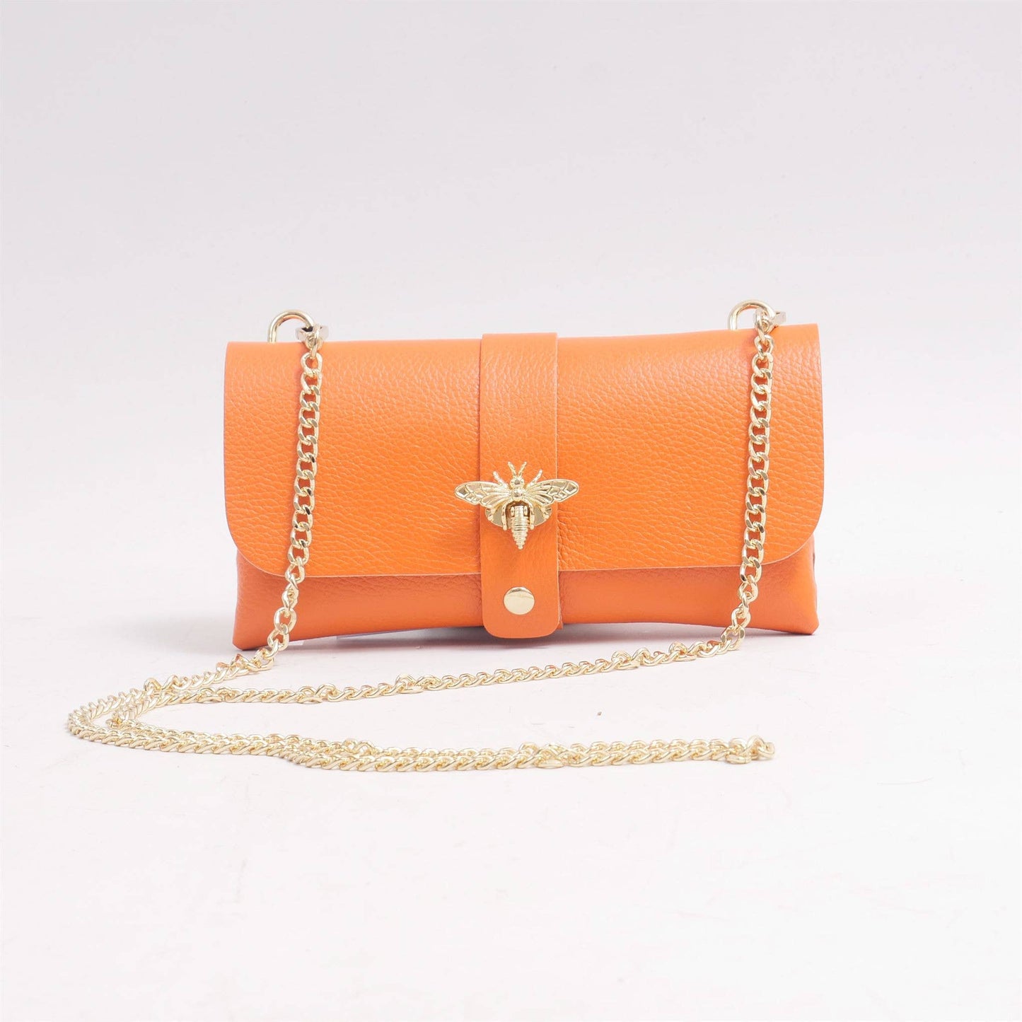 Italian Leather Shoulder bag in Orange