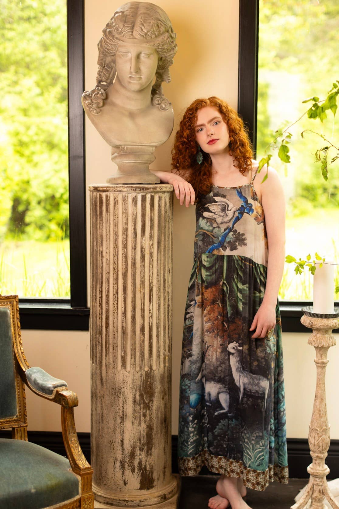 Theatre of Dreams Bohéme Long Maxi Slip Dress with Deer: S/M (fits approx. size 8-10)
