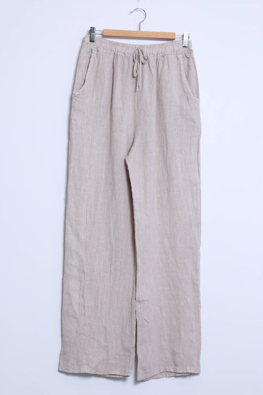 Straight Pants  100% linen / Beige / One size fits S to M