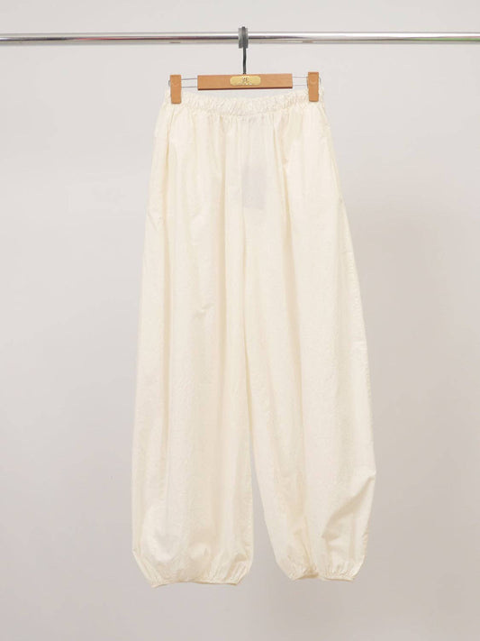 Balloon cotton trousers: Ivory
