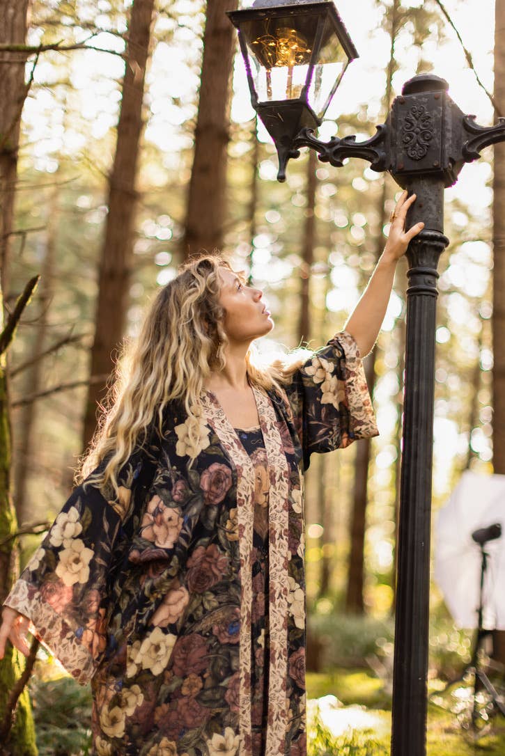 Lionheart Opera Duster w/ botanicals & Narnia inspired print