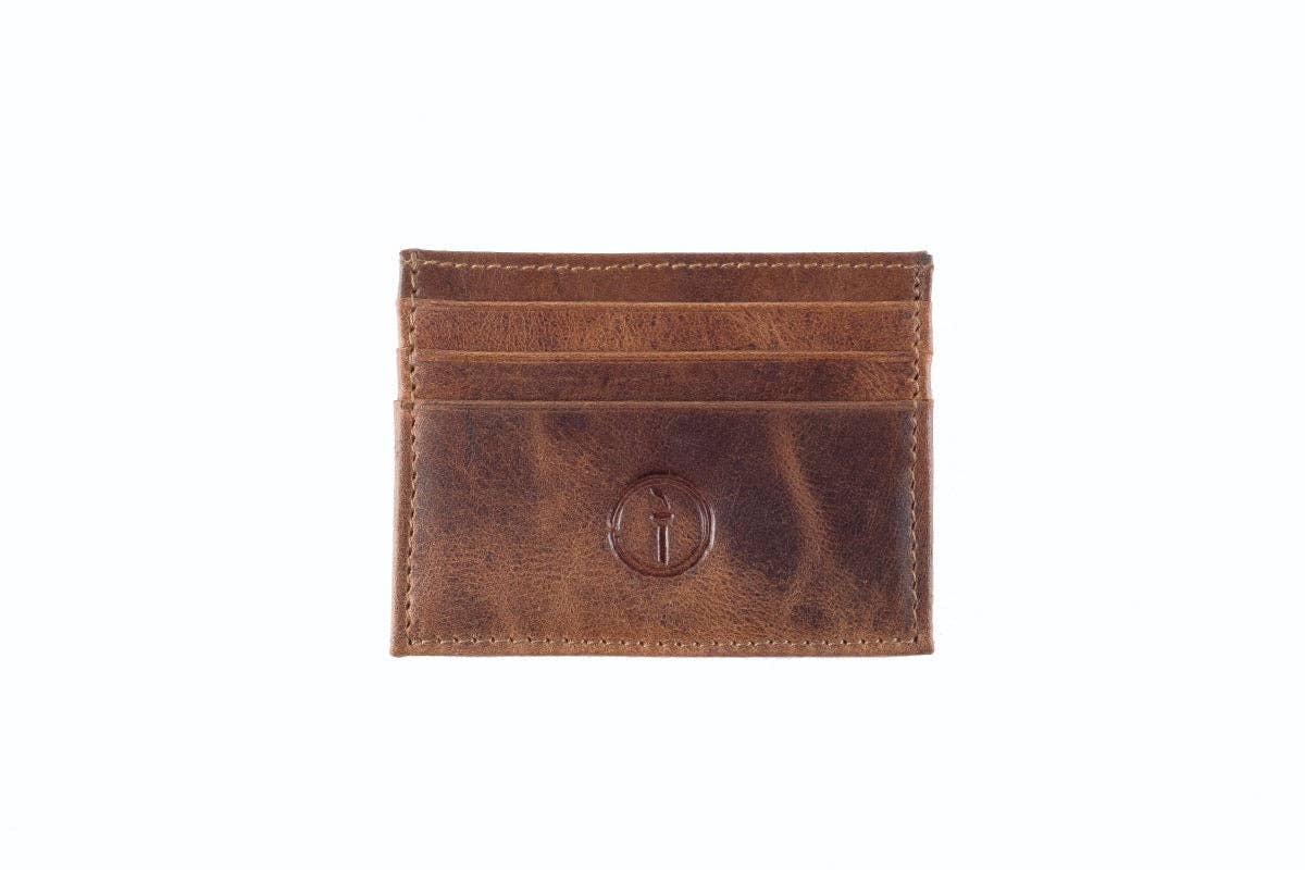 Leather Credit Card Holder: Crazy Horse Brown