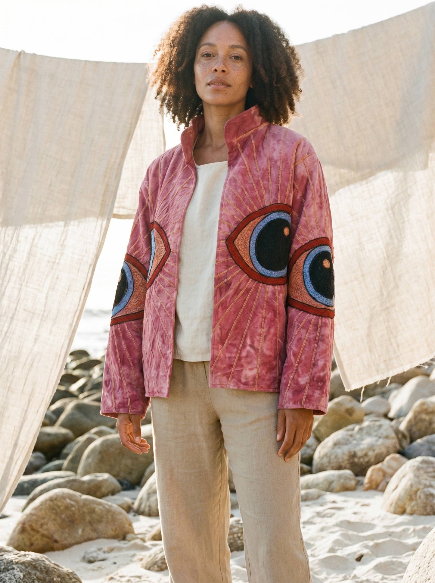 Eye Velvet  Embrodiered Jacket