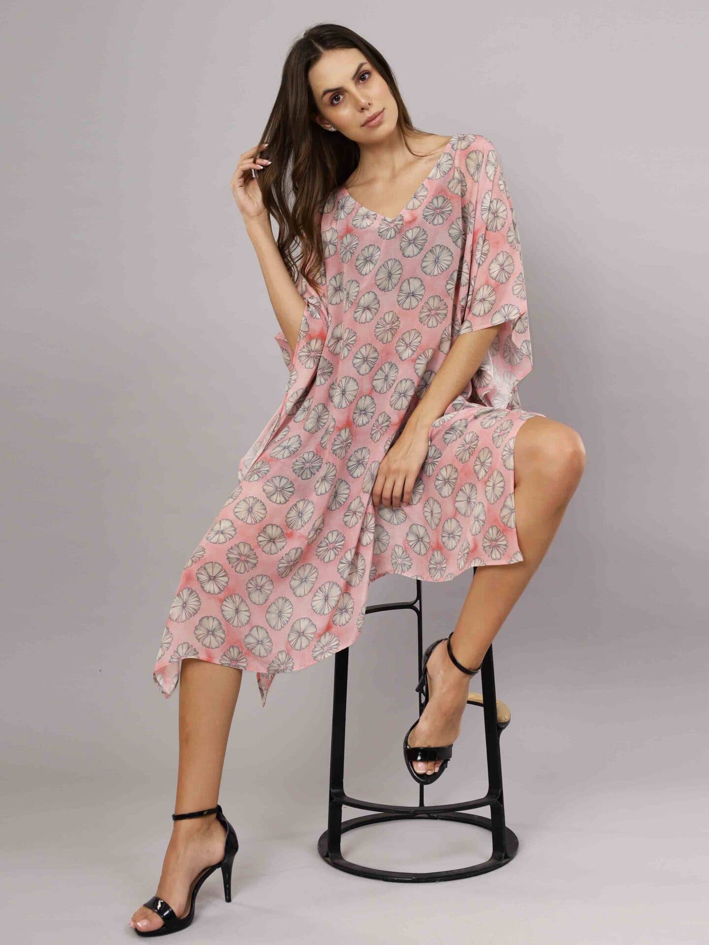 Japanese Print Silk Kaftan