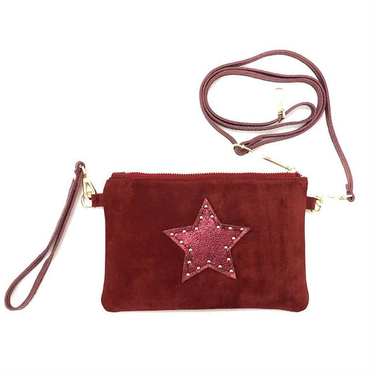 ITALIAN SUEDE STAR CLUTCH BAG