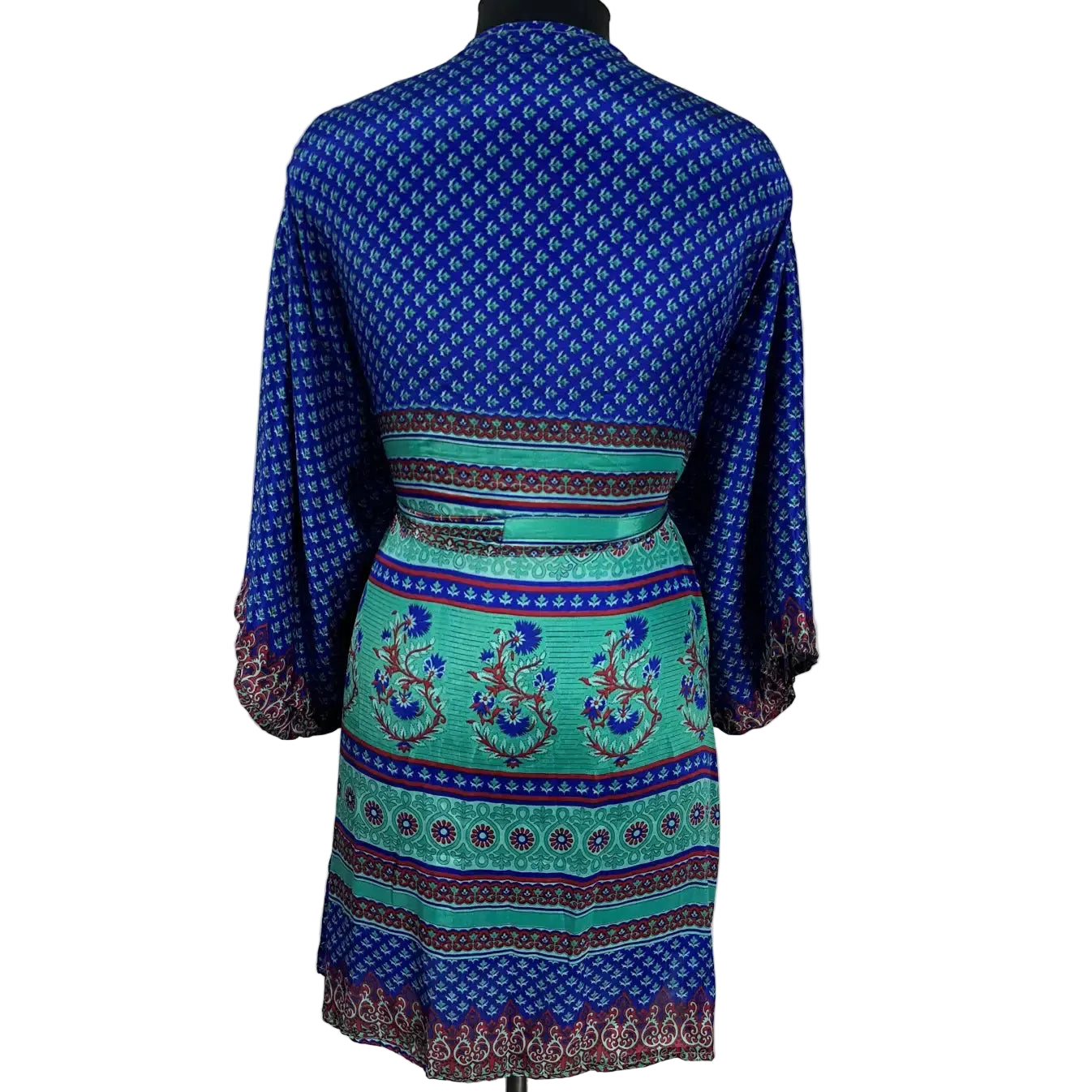Recycle Silk Sari Short Kimono Boho Loungewear Beach Coverup