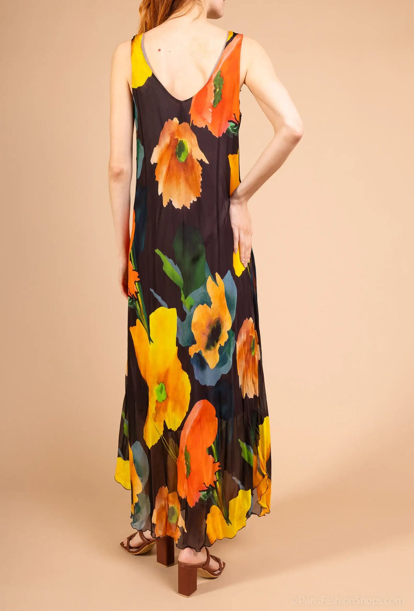 Floral printed silk dress: 30% silk 70% viscose - Size S to M
