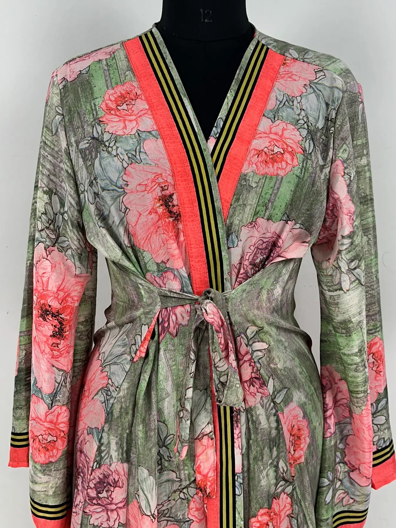 Recycle Silk Kimono Flowy Gown House Robe Boho Beach Coverup