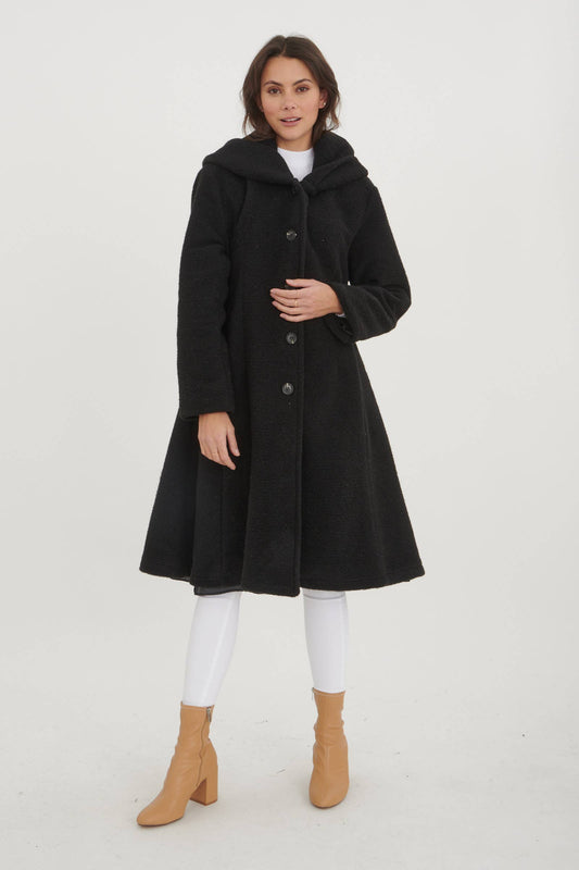 Italian Wool blend coat: Black / One size