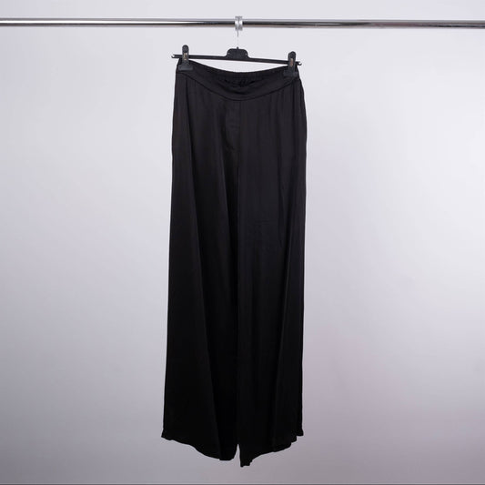 Dressy satin pants in viscose/silk in Black