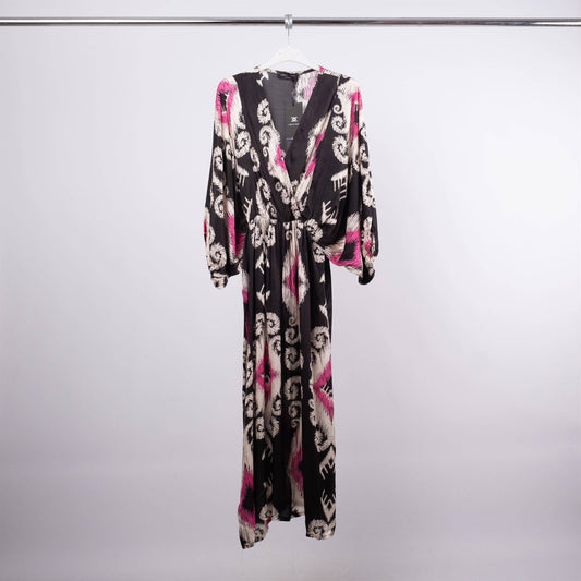 Printed midi dress in Black. One size fits S to M